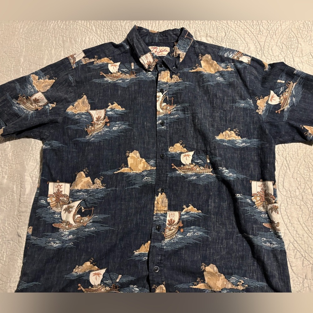 Kahala Original Hawaiian - Dark Blue, Button Up, Short Sl…